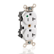 20 Amp, 125 Volt, Wide Body Duplex Receptacle, Straight Blade, Hospital Grade, Self Grounding, White