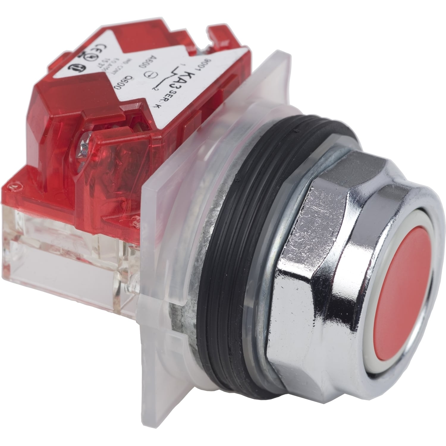 Push button, Harmony 9001K, metal, flush, red, 30mm, spring return, 1NC