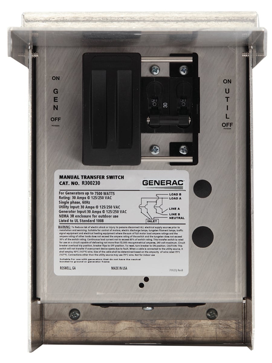 6377 30-Amp Single Circuit Manual Transfer Switch