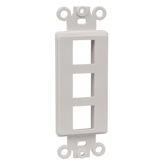 Rectangular Keystone Adapter, 3-Port, White, for GFCI Device Plate