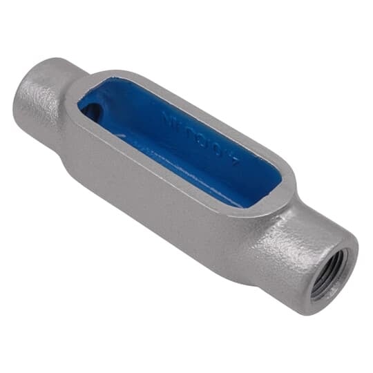PVC Coated Conduit Body, C Shape, Form 8 UL-4X, Size 3/4 Inch/21 Metric, Iron, Dark Gray
