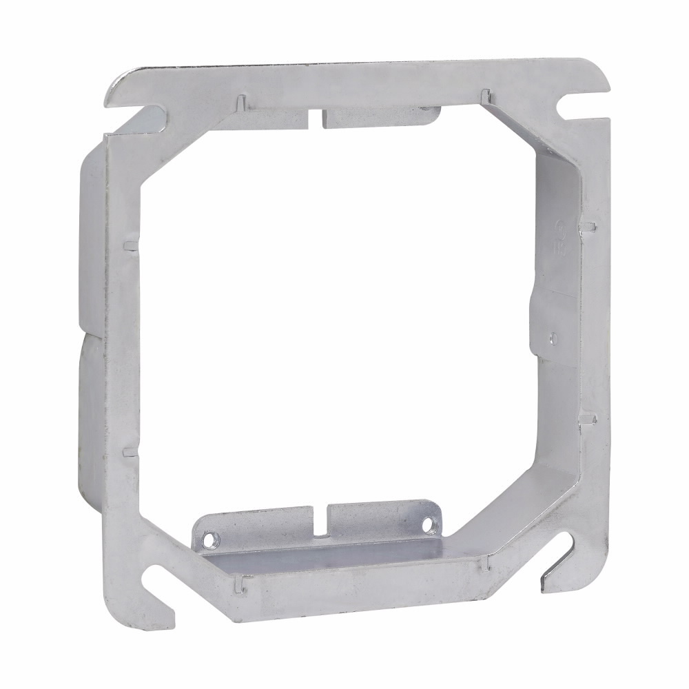 Eaton Crouse-Hinds series Tile Wall Square Cover, 4", Raised surface, two device, Steel, 3/4" raised, 7.8 cubic inch capacity