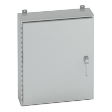 Eaton B-Line series wall mounted panel enclosure, 36" height, 12" length, 30" width, NEMA 4X, Hinged cover, 4XSS63PT enclosure, Wall mount, Medium single door, External mounting feet, 316 stainless steel, Seamless poured in-place gasket