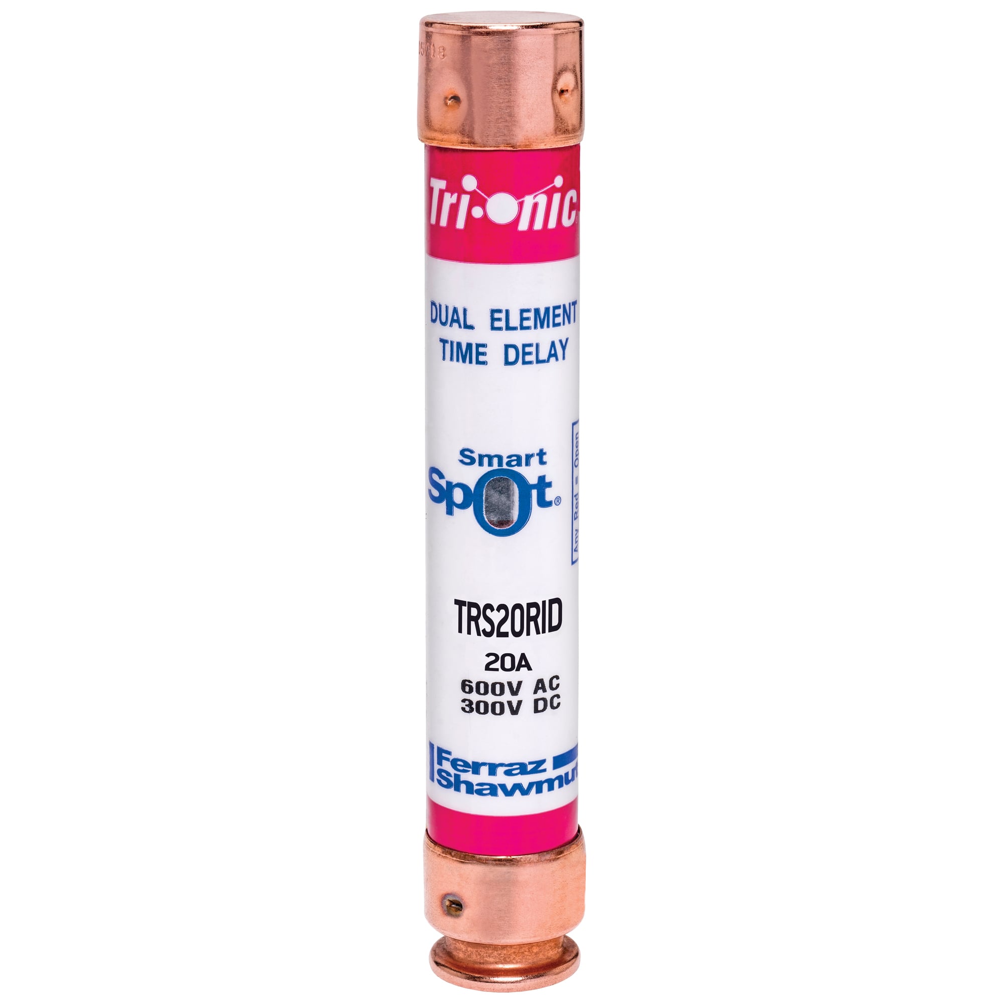 Fuse TRS-R - Class RK5 - Time-Delay 600VAC 300VDC 20A Ferrule SmartSpot