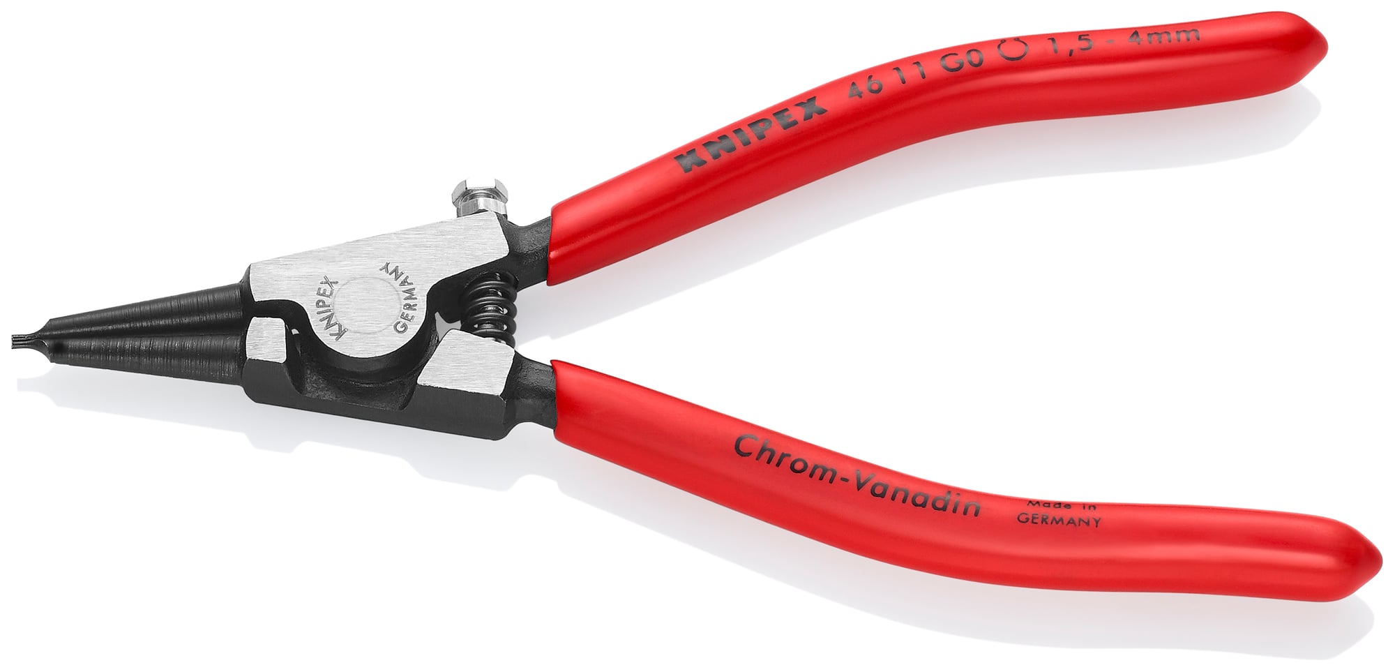 Circlip Pliers for Grip Rings-Adjustable Screw, 5 1/2 in., Non-slip plastic, 1/32 in. Tips