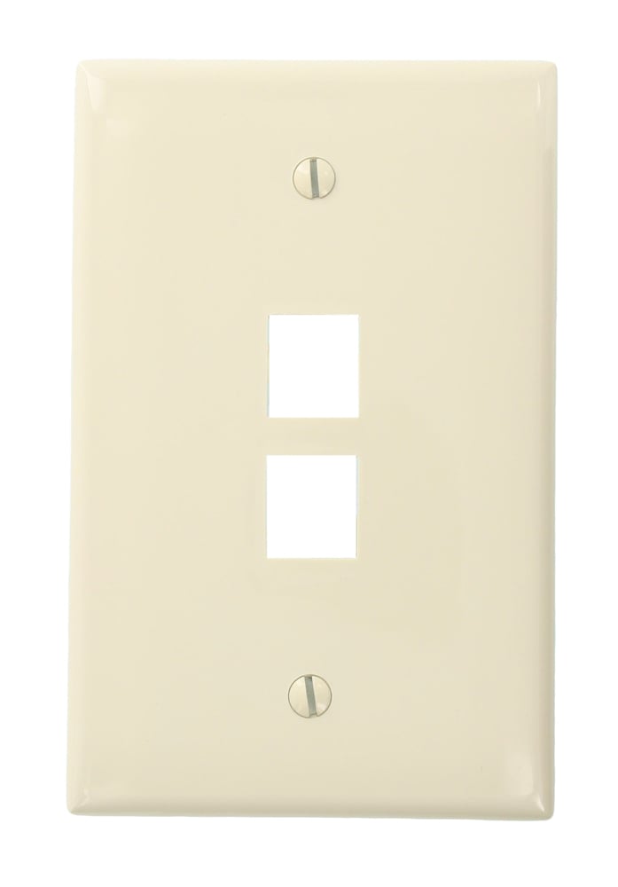 QuickPort Midsize Wallplate, Single Gang, 2-Port, Light Almond
