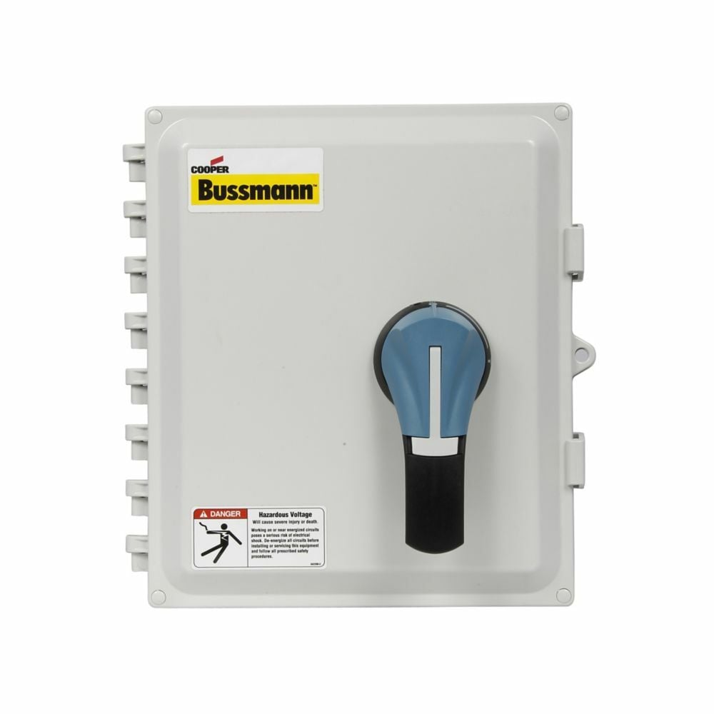 Eaton Bussmann series enclosed rotary disconnect switch, Fuse type CF, Selector handle, 600V, 60A, Three-pole, 50/60 Hz, Red, Class CF, NEMA rating 4P, Red