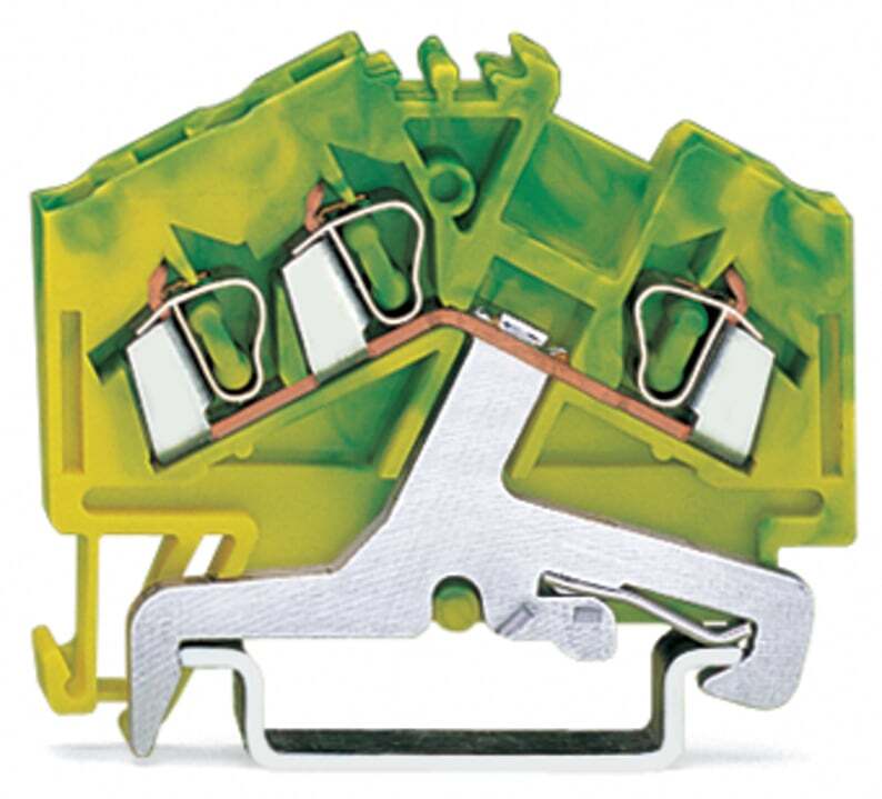 3-conductor ground terminal block; 2.5 mm; center marking; for DIN-rail 35 x 15 and 35 x 7.5; CAGE CLAMP; 2,50 mm; green-yellow