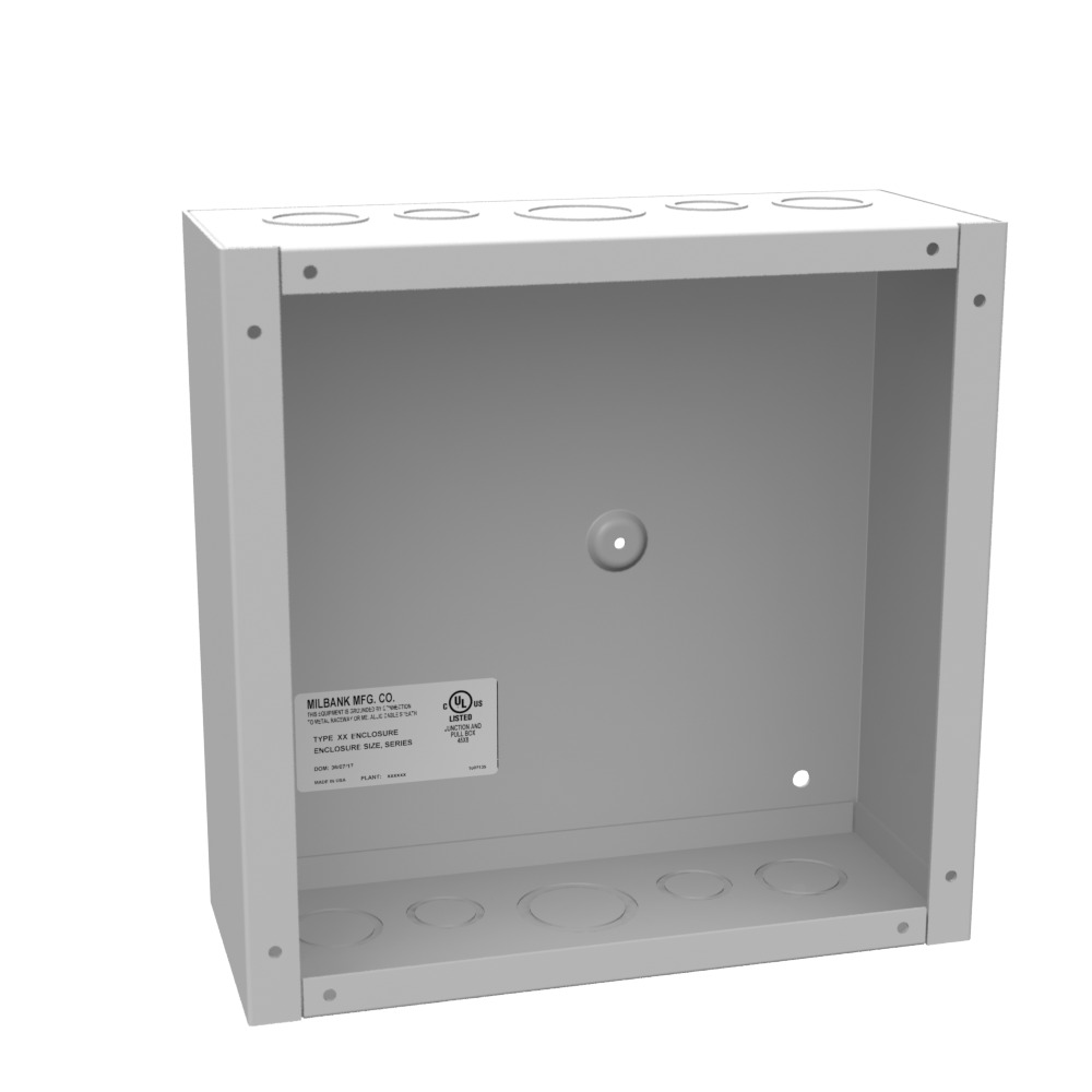 10x4x10 Screw Cover Type 1 UL Listed Steel Knockouts ANSI 61 Gray Cover with Teardrop Slots Mounting Holes in Back
