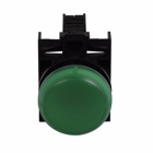 Eaton M22 modular pushbutton, Green Indicating Light, Flush, IP67, IP69K, NEMA 4X, 13, Illuminated, 100, 000 Hours of operation, 12-30 Vac/dc