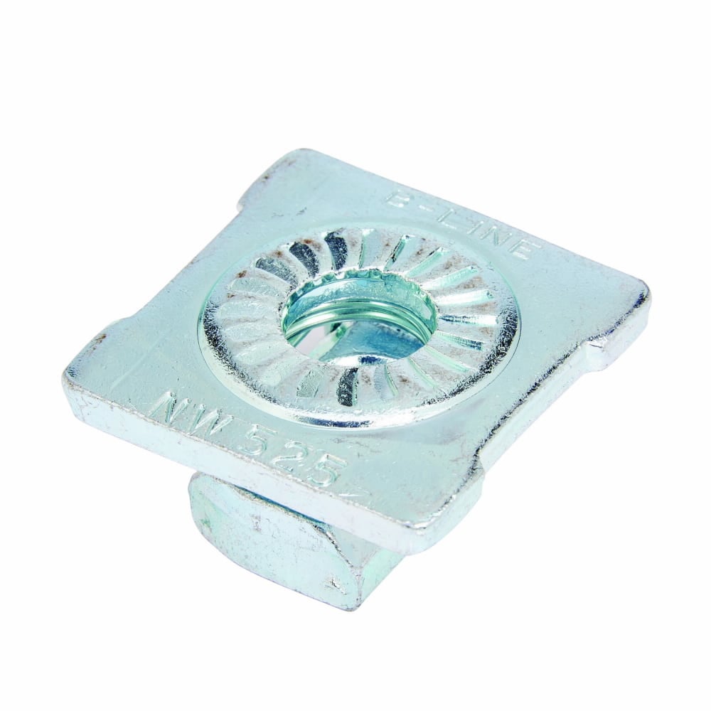 Eaton B-Line series combo nut washer, 0.6890"Hx1.5750"Lx1.5750"W, Steel, Electro-plated, 3/8?-16 bolt size, 1100 lbs load, 800 lbs load