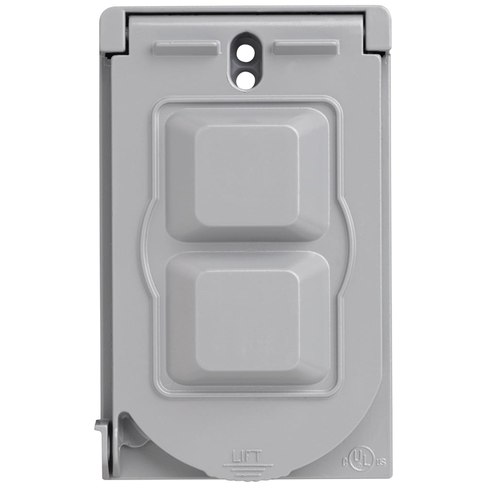 Cast Weatherproof Cover,Toggle with 15A 120VAC Single Pole Toggle Switch (Cat.#660) Included, Vertical - 1 Self Closing Lid, Gray