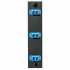 Fiber Optic Panel Adapter, 6-Fiber, 3) LC Duplex, Zircon Sleeves, Blue.