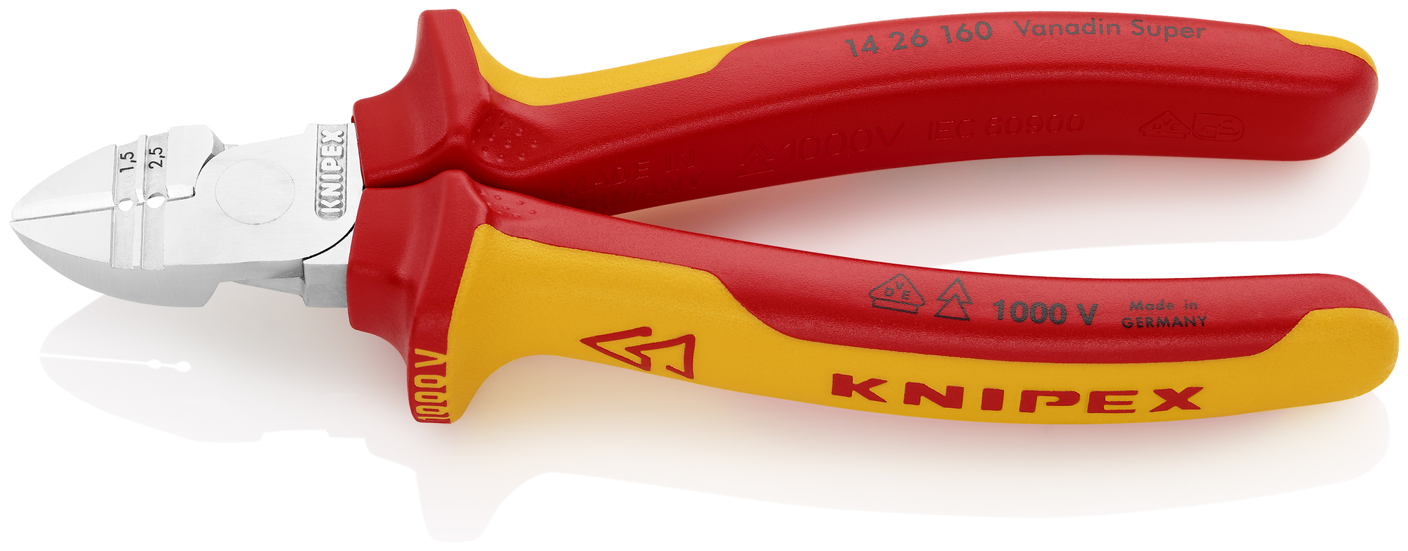 Diagonal Cutting Pliers with Stripper-1000V Insulated, 6 1/4 in., Multi-Component, VDE