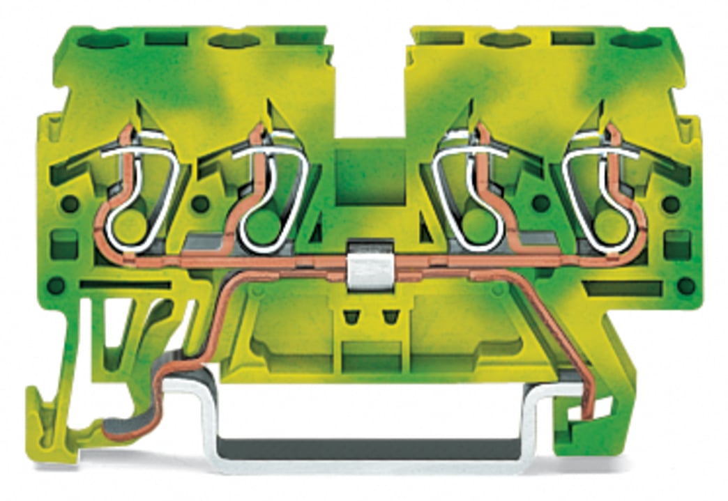 4-conductor ground terminal block; 2.5 mm; lateral marker slots; for DIN-rail 35 x 15 and 35 x 7.5; CAGE CLAMP; 2,50 mm; green-yellow