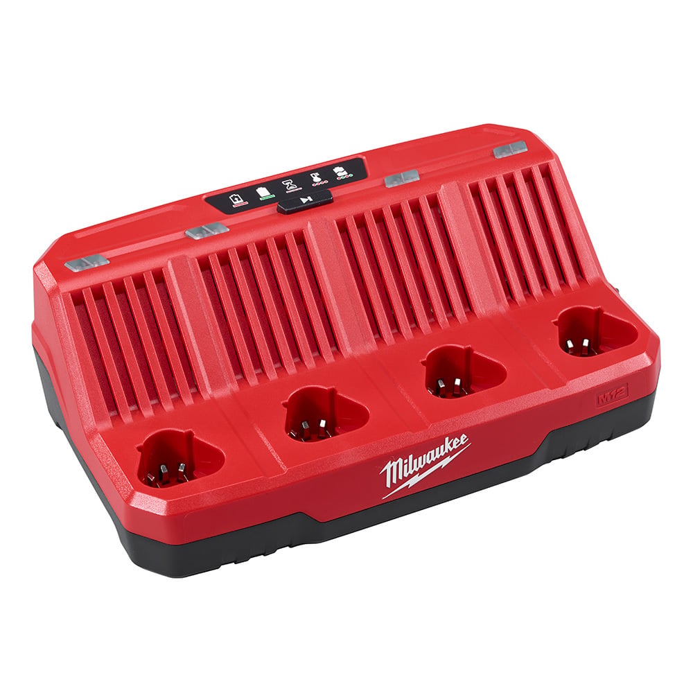 48-59-1204 M12 4-Bay Sequential Charger, For Use With M12 Battery, Li-Ion Battery, 4 Batteries