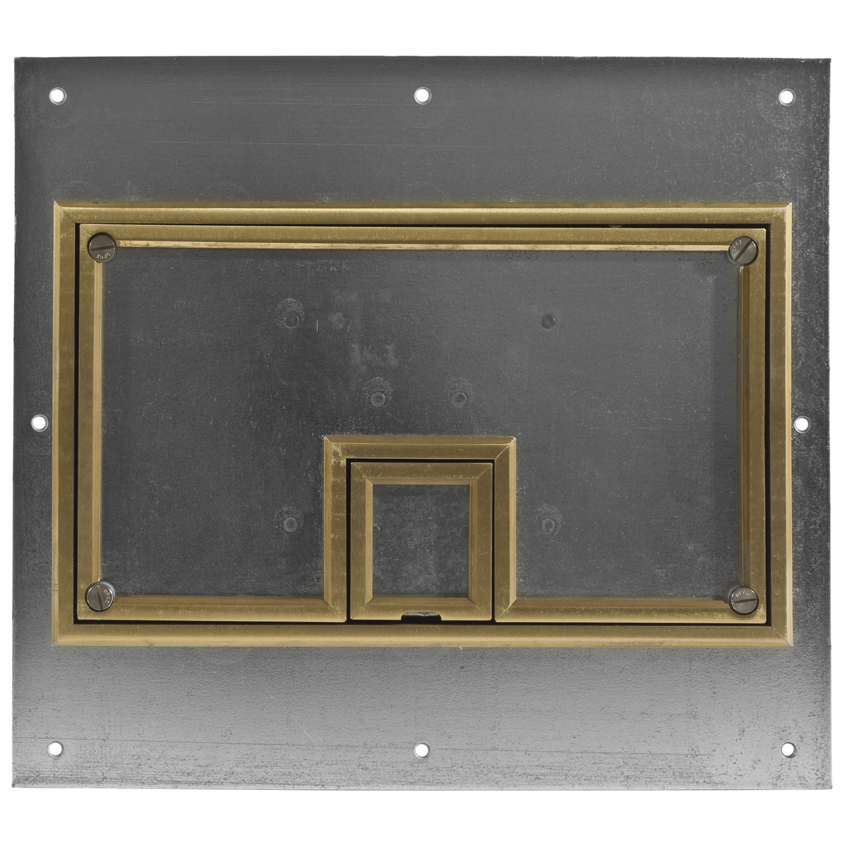 Concrete Concrete, Access, Wood Floorboxes, Recessed, CFB11G Rectangular Series Box, Surface Cover Assembly, 1/4" Brass Beveled Edging for Carpet