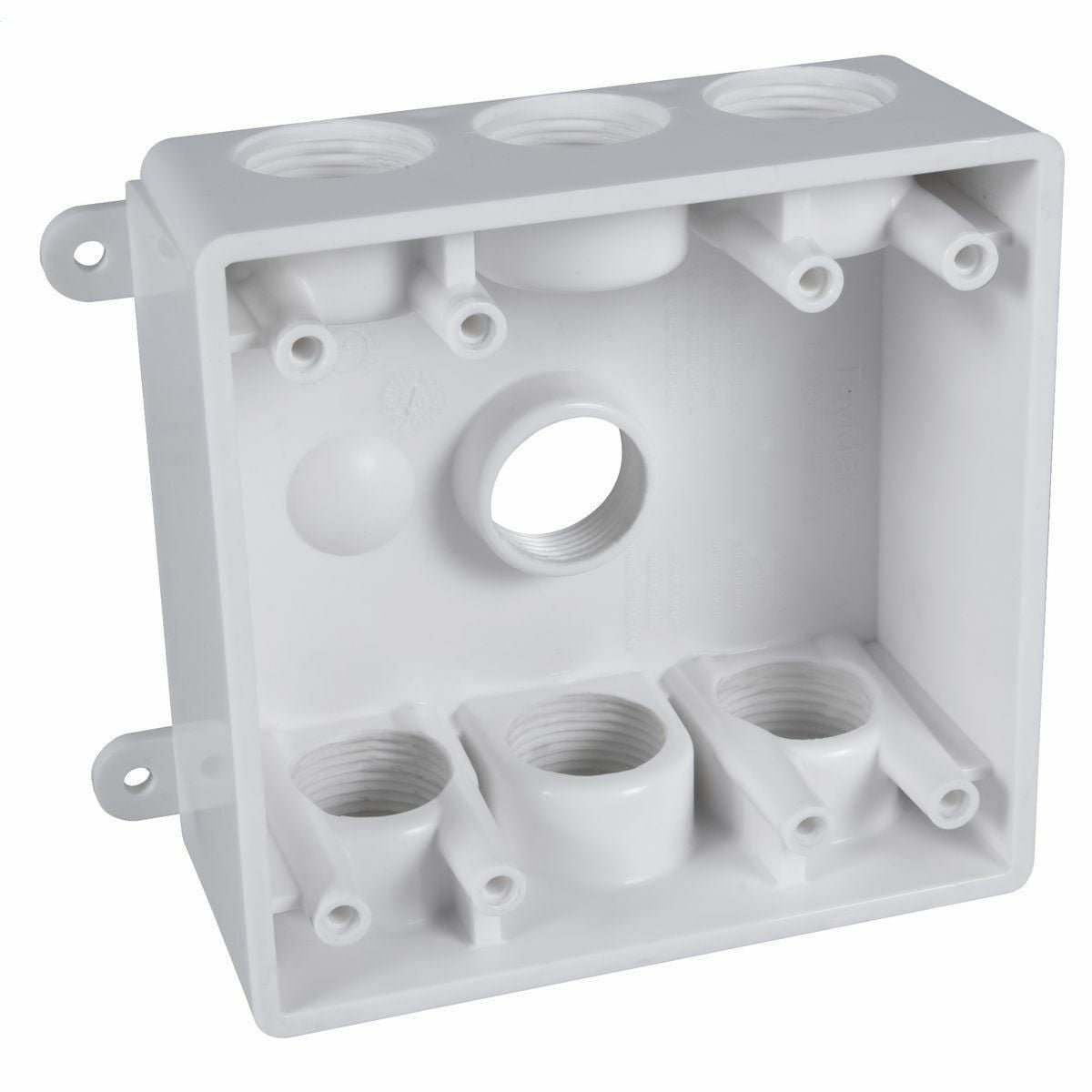 2 In. Deep with Lugs - Seven Threaded Outlets - 4-1/2 In. x 4-1/2 In. White