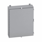 Eaton B-Line series wall mounted panel enclosure, 24" height, 6" length, 16" width, NEMA 4, Hinged cover, 4 enclosure, Wall mount, Medium single door, External mounting feet, Carbon steel, Seamless poured in-place gasket