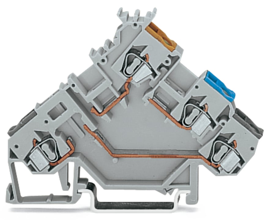 3-conductor sensor terminal block; for component plugs; with colored conductor entries; 2.5 mm; CAGE CLAMP; 2,50 mm; gray