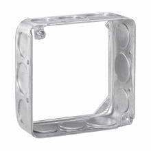 Eaton Crouse-Hinds series Square Extension Ring, 4", Drawn, 1-1/2", Steel, (8) 1/2", (4) 3/4", Air Plenum, 21.0 cubic inch capacity
