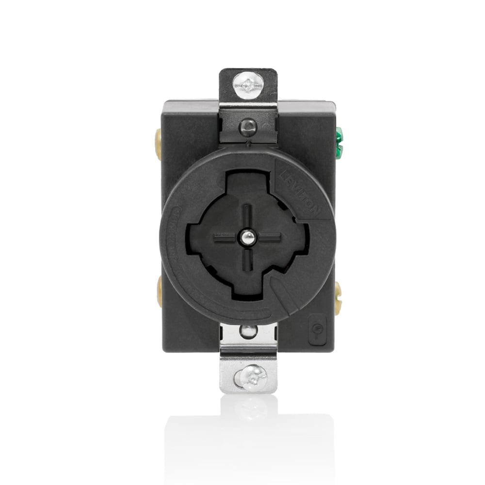 Single Flush Receptacle, 30 Amp, 600 VAC - 20 Amp, 250 VDC, 3-Pole, 4-Wire,Grounding - BLACK