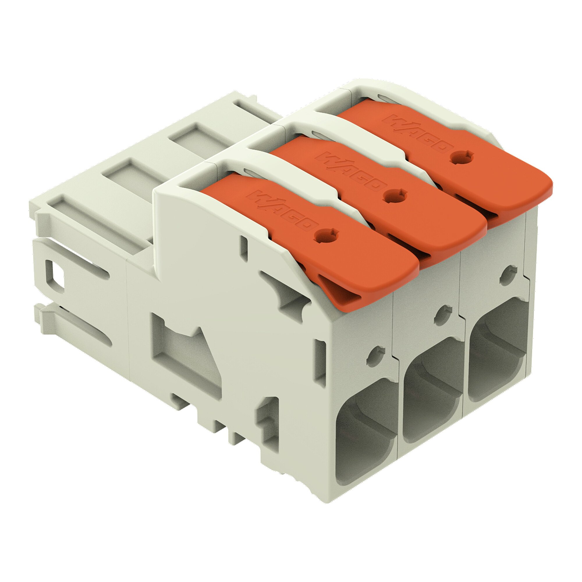 1-conductor male connector; lever; Push-in CAGE CLAMP; 16 mm; Pin spacing 10.16 mm; 3-pole; 100% protected against mismating; Silver-plated contacts; 16,00 mm; light gray