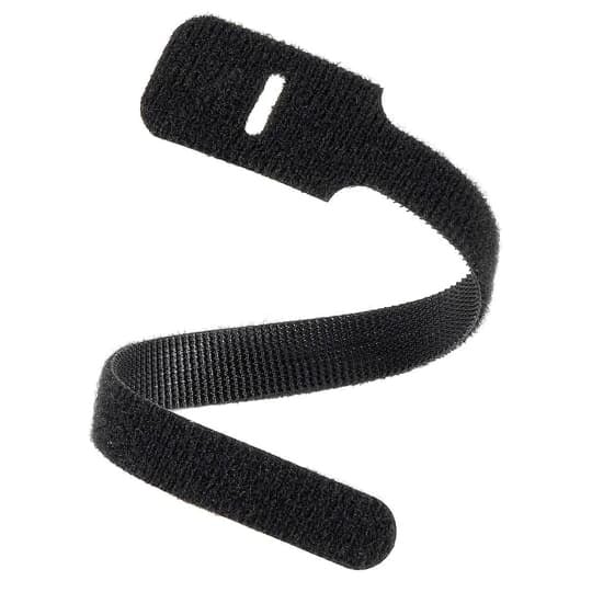 FO Slotted Loop Tie, Black Polyamide (Nylon 6.6) on Hook Side and Low Density Polyethylene on Loop Side for Temperatures up to 104.4 Degrees Celsius (220 F), Length of 330.2mm (13.0 Inches), Width of 12.7mm (0.5 Inches), Thickness of 1.588mm (0.0625 Inches), Tensile Strength Rating of 178 Newtons (40 Pounds)