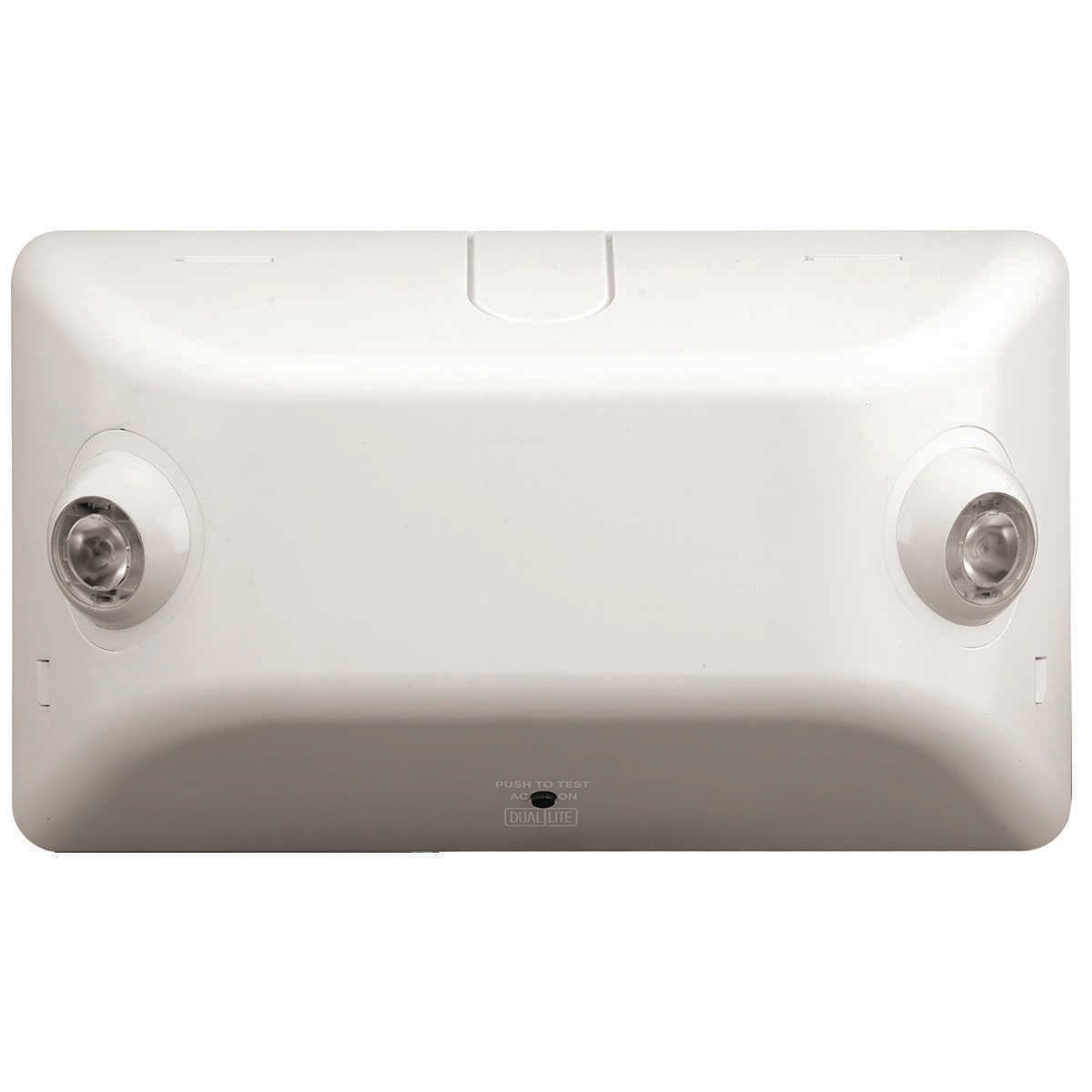 EV emergency light, Mounting Type: Wall or ceiling mount, Color: White, Number of Lamps: 2, Battery Type: Nickel Metal Hydride (NiMH), Battery Runtime: 90 min, Voltage Rating: 120/277 VAC, Environmental Conditions: Damp Location.