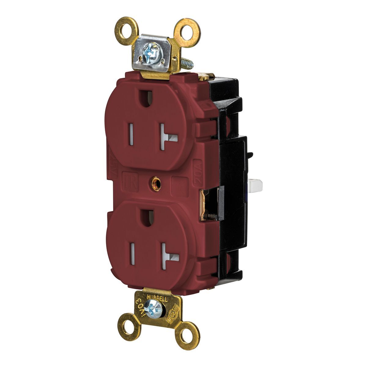 Straight Blade Devices, EdgeConnect, Duplex Receptacle, Industrial Grade, Tamper Resistant, 2-Pole 3-Wire, 20A 125V, 5-20R, Screwless Terminal, Red