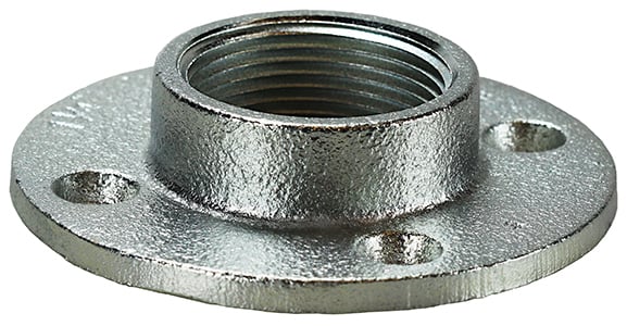 Floor Flange, 1/2 in. Size, Malleable Iron, Zinc Plated Finish, Threaded connection