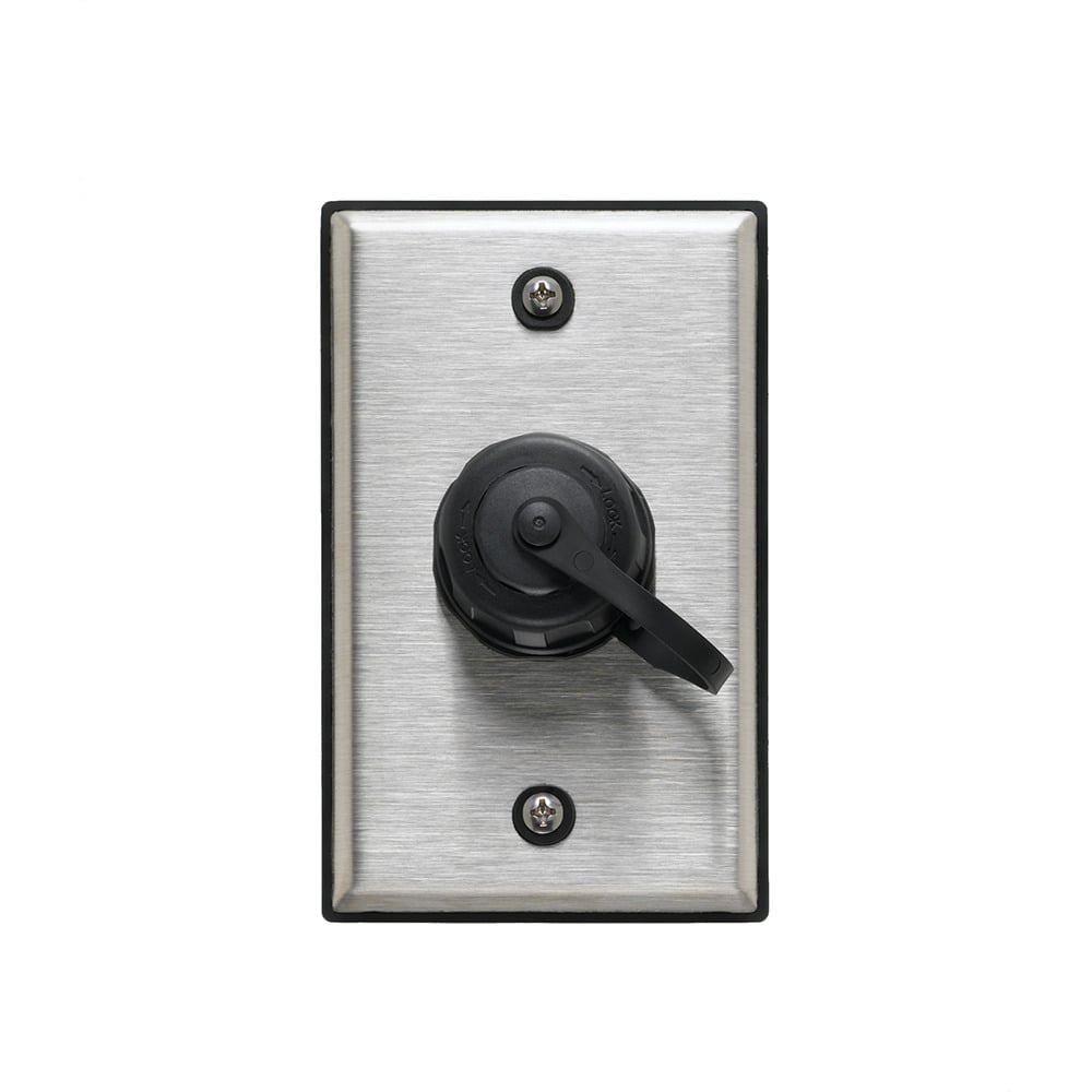 Industrial Outlet Kit, Includes 1-Port Single Gang Stainless Steel Wallplate, (1 EA) Connector Housing, and (1 EA) Dust Cap, Black