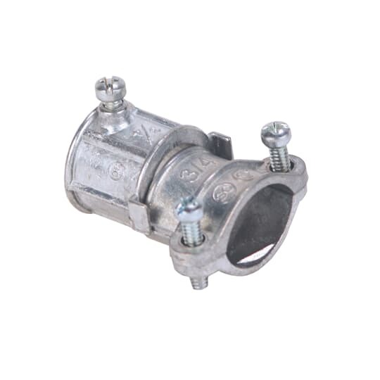 Coupling, Combination, Trade Size 3/4 Inch - 3/4 Inch, Clamping Range 0.78 Inch - 1.20 Inch, Length 1.93 Inch, Die Cast Zinc, EMT to Flex Set-Screw Type