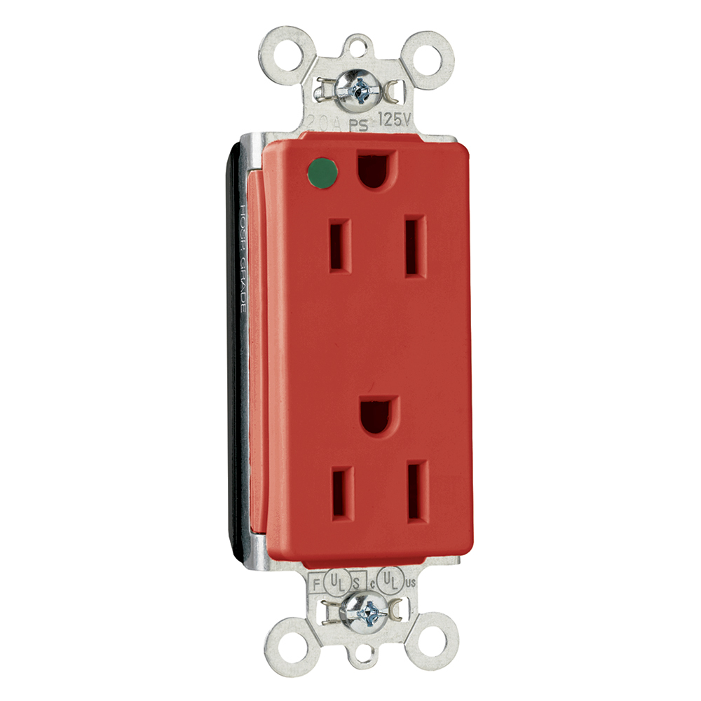 PlugTail Decorator Hospital Grade Duplex Receptacle 15amp 125volt Red