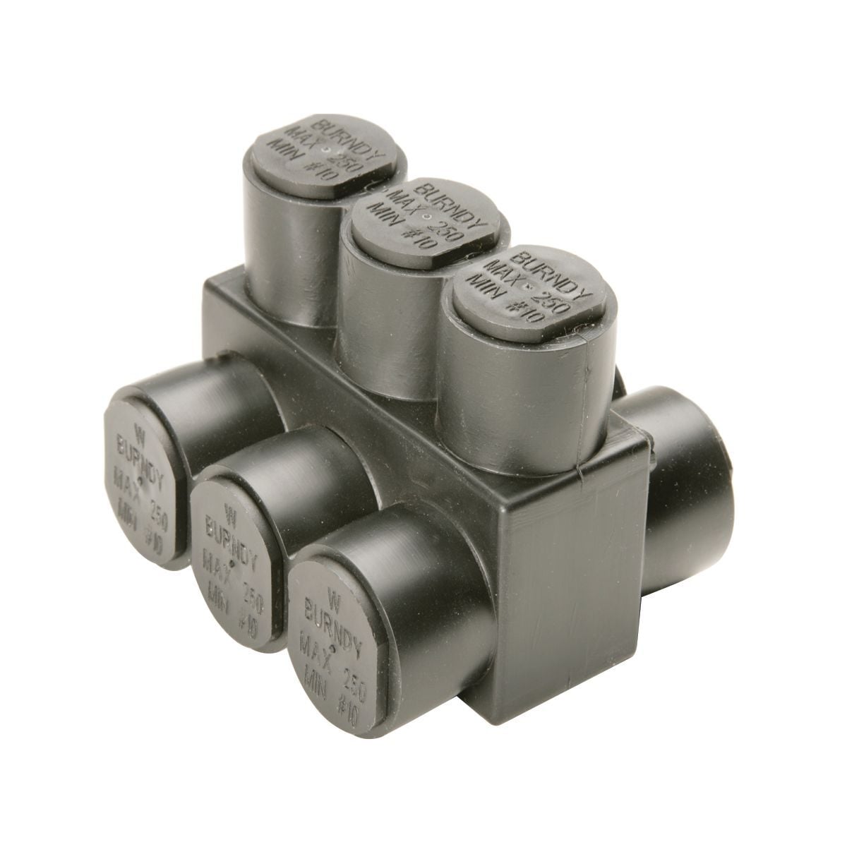 Al Multi-Port Distribution Tap Connectors, UV Black Plastisol Covered, 3 Ports, Double Sided Entry, #14-4 AWG, 600 V.