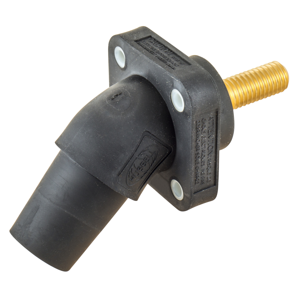 Single Pole Products, 300/400A Series,Receptacle, Angled, Threaded Stud, Black