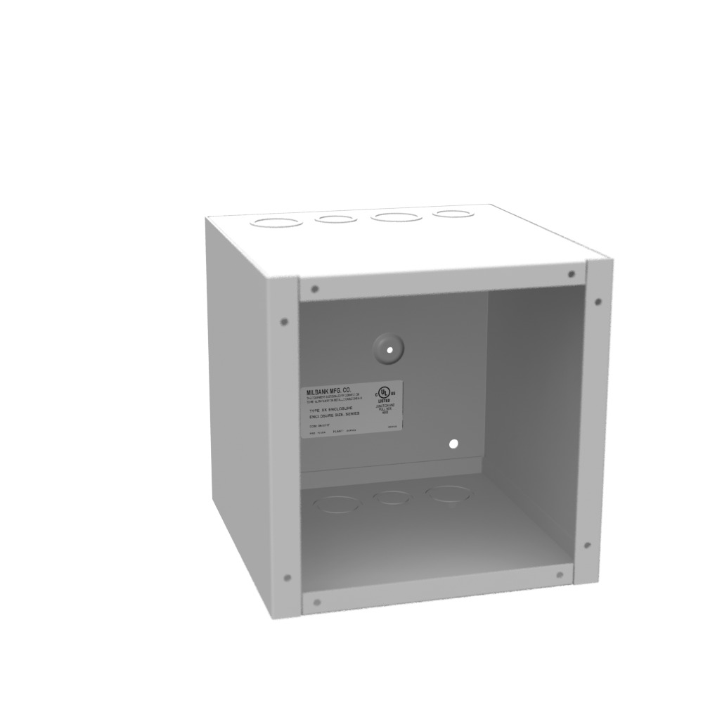 8x8x8 Screw Cover Type 1 UL Listed Steel Knockouts ANSI 61 Gray Cover with Teardrop Slots Mounting Holes in Back