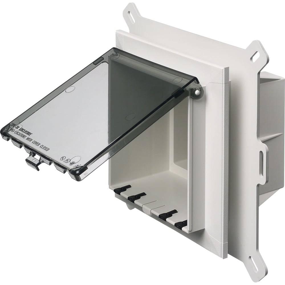 Low profile Inbox for new vinyl siding construction. Vertical with weatherproof while in use Extra Duty clear cover. Two gang.