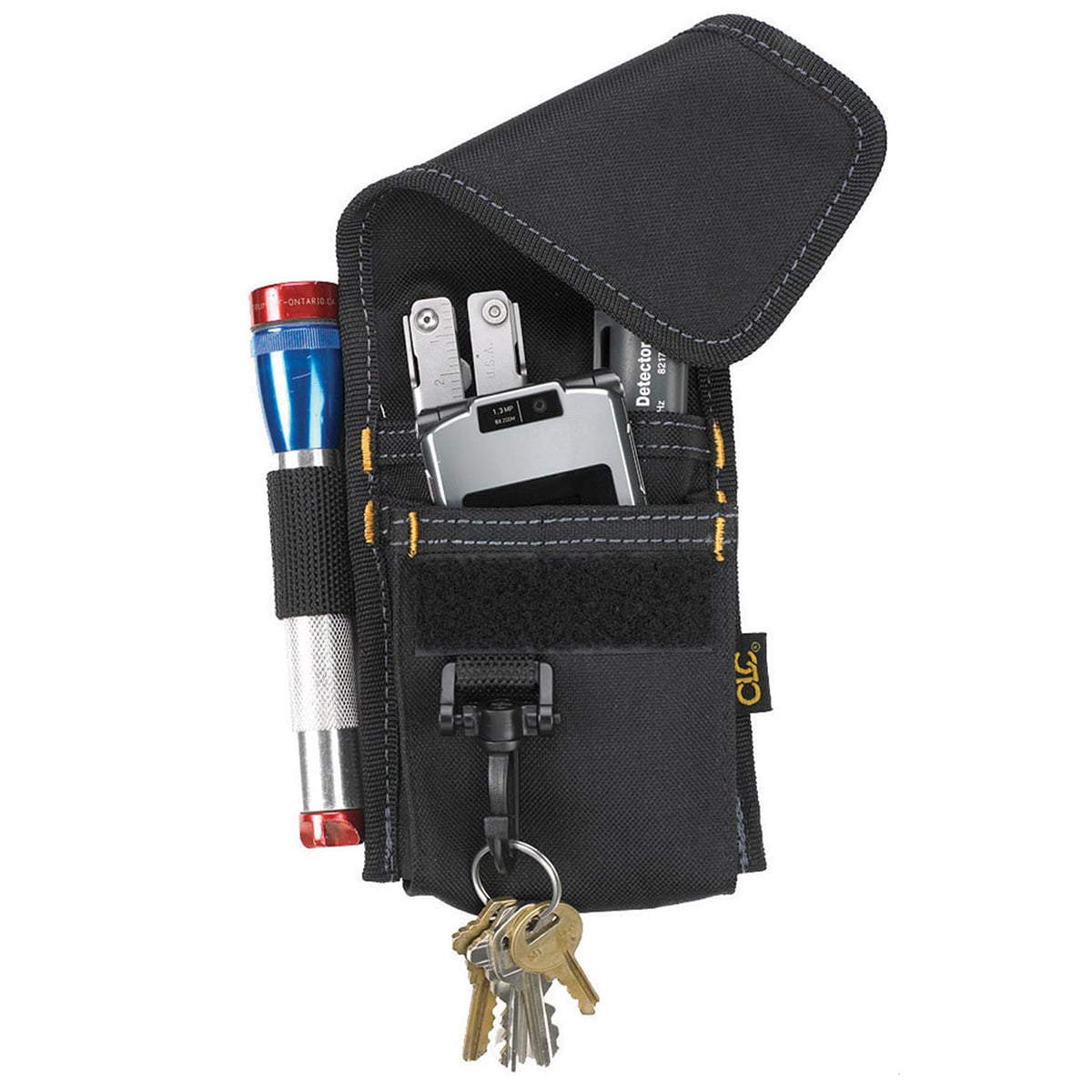 CLC, Poly Multi-Purpose Tool Holder, Black, 4 pockets, Polyester Fabric, Hook and Loop Flap closure type