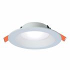 6-inch canless recessed LED downlight, 600 selectable lumens (nominal) ,90 CRI, selectable CCT with D2W option, 120V 60Hz, LE & TE phase cut 5% dimming, matte white flange, Direct mount