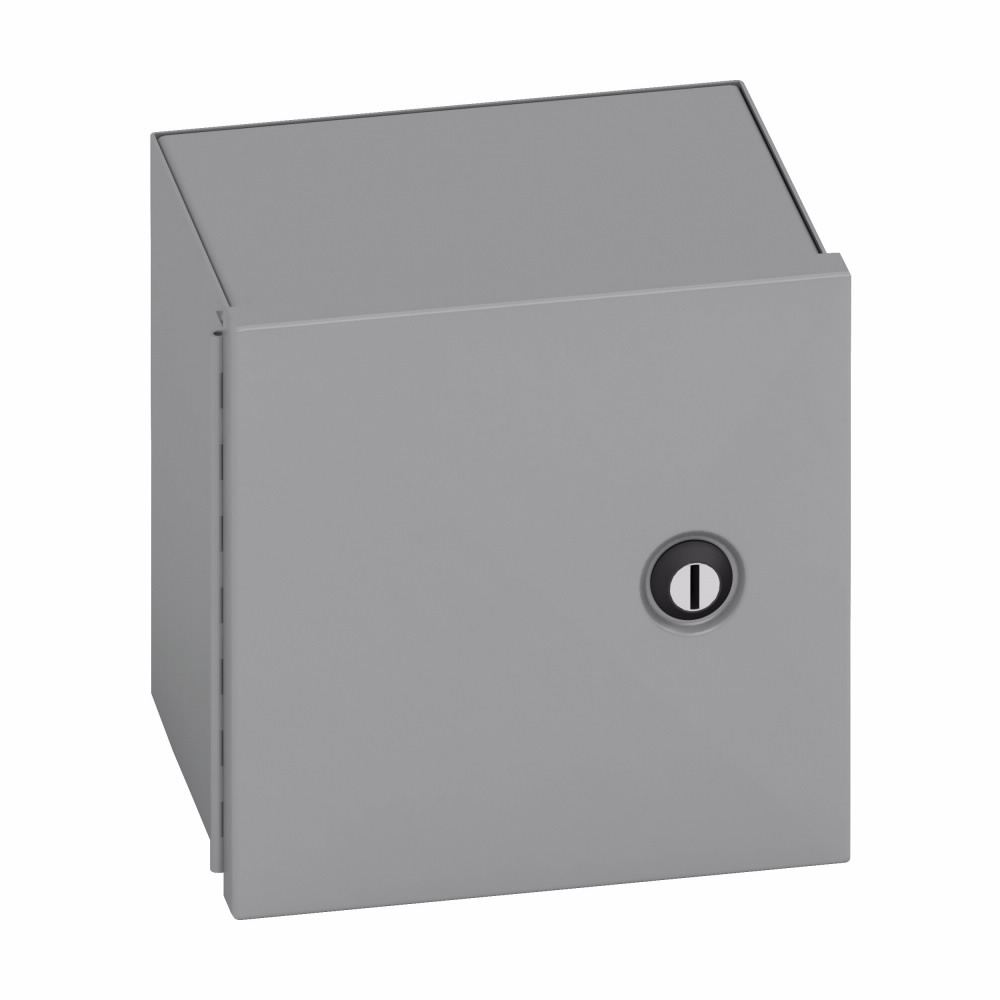 Eaton B-Line series Type 1 panel enclosures, 12" height, 6" length, 10" width, NEMA 1, Hinged cover, 1 enclosure, Wall mount, Small single door, Thru holes, Carbon steel