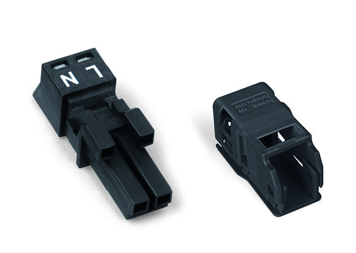 Socket; with strain relief housing; 2-pole; Cod. A; 1,50 mm; black
