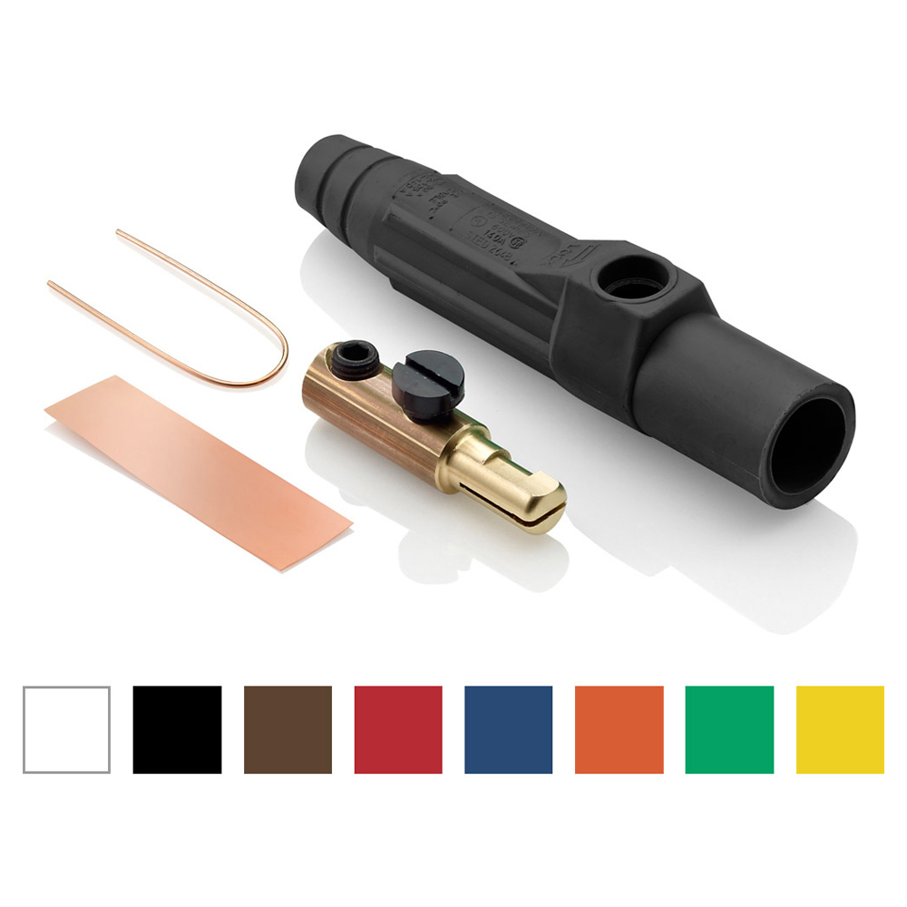 Rhino-Hide 15 Series Male Plug, Contact & Insulator, Cam-Type, Detachable, Single Set Screw Termination, #8 - #2 AWG, 150 Amp Max, Type 3R "While-in-Use" - Green