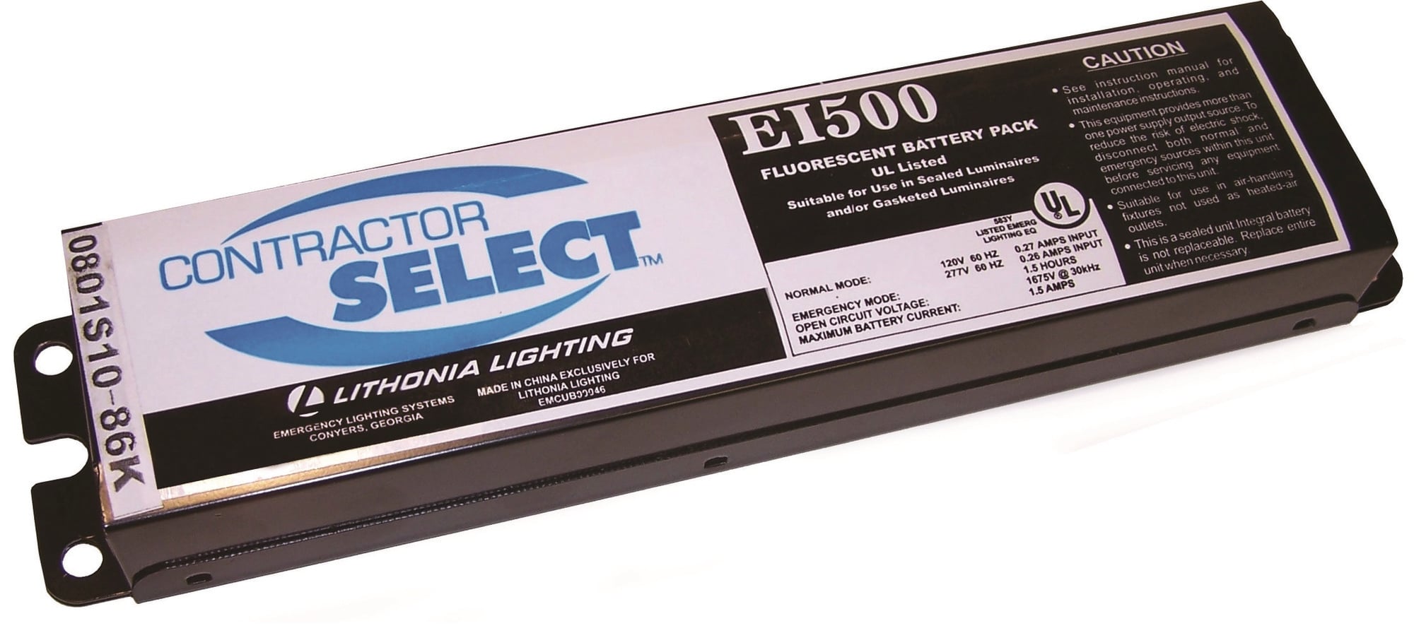 The Lithonia Lighting low-profile EI500 Fluorescent Battery Pack by Power Sentry provides 90 minutes of emergency power for fluorescent fixtures at standard ceiling heights in the event of a loss in power.