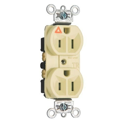 Isolated Ground Heavy-Duty Spec Grade Duplex Receptacle Back and, Side Wire 15amp 125volt Ivory
