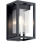 The Mercer? 12 inch 1 Light outdoor wall light features clear seeded glass and black finish. Crafted from Kichler's Climates material, each fixture is designed to withstand harsh outdoor elements, like saltwater spray and UV rays, for a beautiful and long-lasting finish. The Mercer outdoor wall light is perfect in several aesthetic environments.