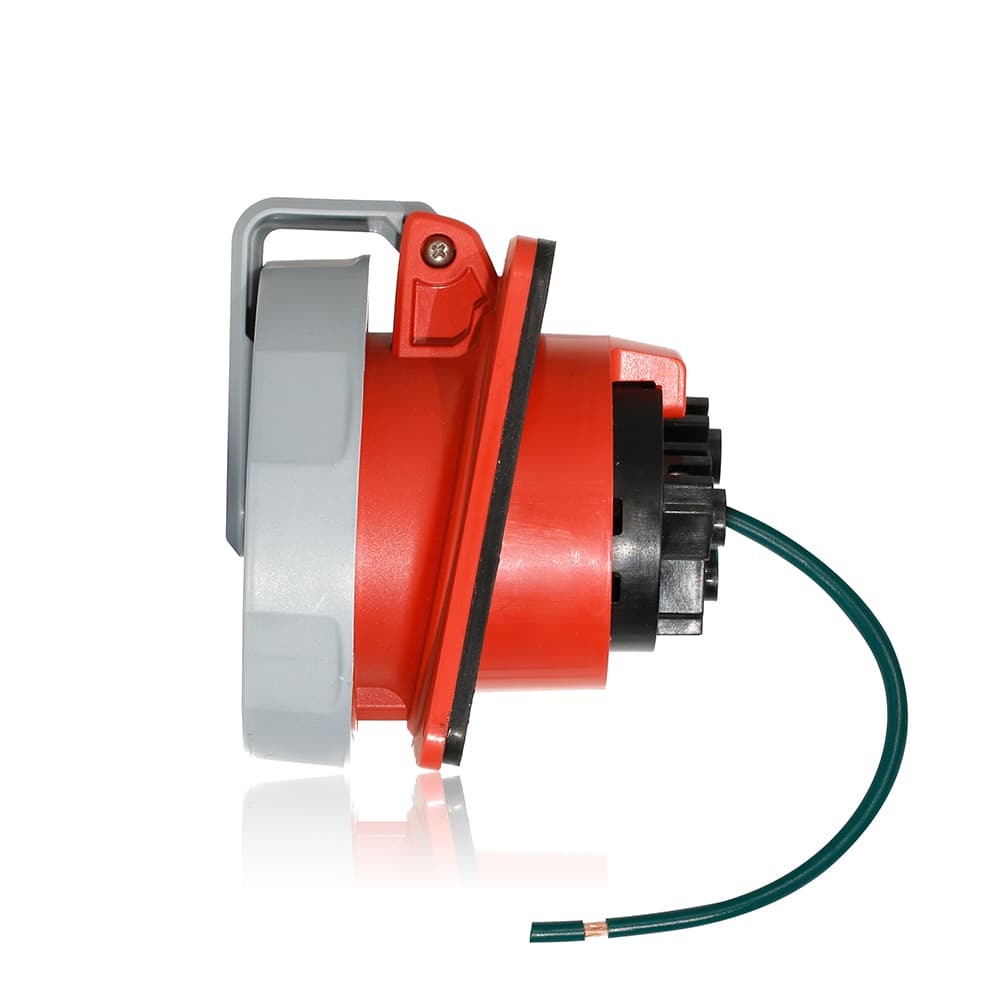 30 Amp, 277-480 Volt 3-Phase, 4P, 5W, LEV Series North American-Rated IEC 60309-1 & 60309-2 Pin & Sleeve Receptacle, Industrial Grade, IP66-IP67-IP68-IP69K, Watertight - Red