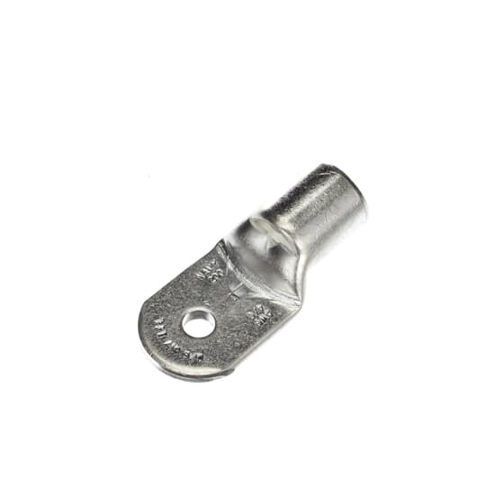 Non-Insulated Tubular Ring Terminal, Length 2.25 Inches, Width 1.04 Inches, Bolt Hole 1/4 Inch, Wire Range 3/0AN-4/0, Copper, Tin Plated, 50 Pack
