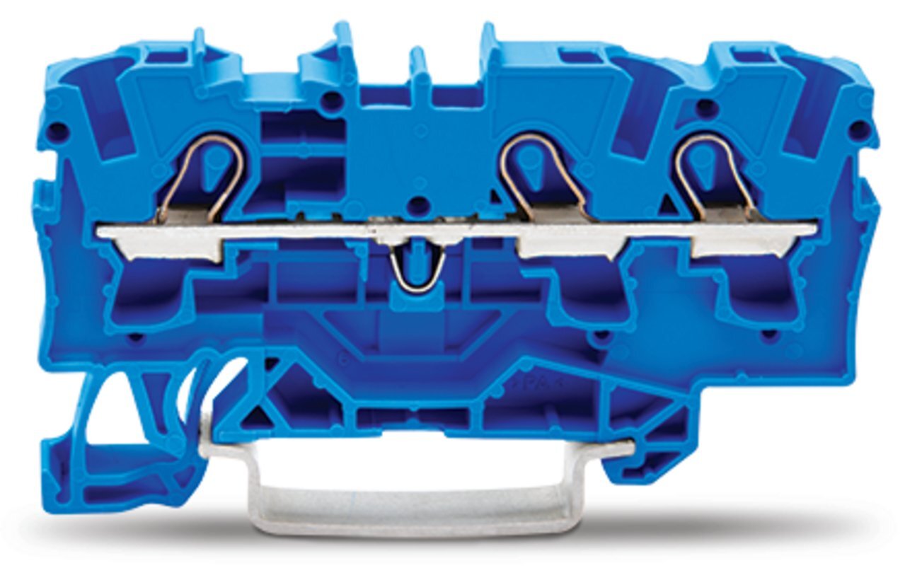 3-conductor through terminal block; 4 mm; for Ex e II and Ex i applications; side and center marking; for DIN-rail 35 x 15 and 35 x 7.5; Push-in CAGE CLAMP; 4,00 mm; blue
