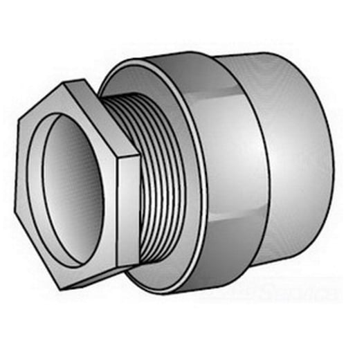 OZ-Gedney Type CH Space-Maker Conduit Hub, Size: 1-1/4 IN, Malleable Iron, Finish: Zinc Plated, Connection: 1-1/4-11-1/2 Female Tapered NPSM, Dimensions: 2-1/4 IN Diameter X 1-3/4 IN Length, Box Wall Thickness: 15/32 IN, Third Party Certification: